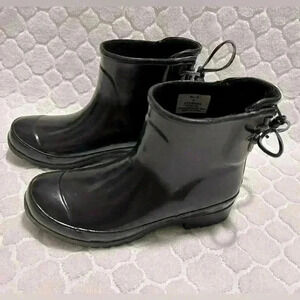 Sperry Walker Turf Rain Boot Black Womens Size 6 Waterproof Bow Tie Outdoor